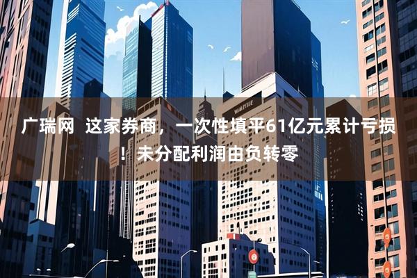 广瑞网  这家券商，一次性填平61亿元累计亏损！未分配利润由负转零