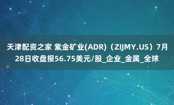 天津配资之家 紫金矿业(ADR)（ZIJMY.US）7月28日收盘报56.75美元/股_企业_金属_全球