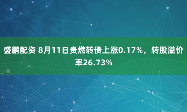 盛鹏配资 8月11日贵燃转债上涨0.17%，转股溢价率26.73%